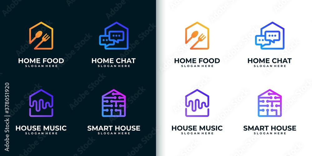Abstract logo house logo collection, with line art style Abstract logo house logo collection, with line art style