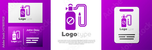 Logotype Pressure sprayer for extermination of insects icon isolated on white background. Pest control service. Disinfectant sprayer. Logo design template element. Vector.