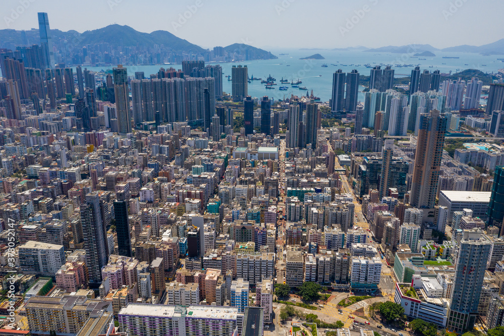 Fototapeta premium Aerial view of Hong Kong city