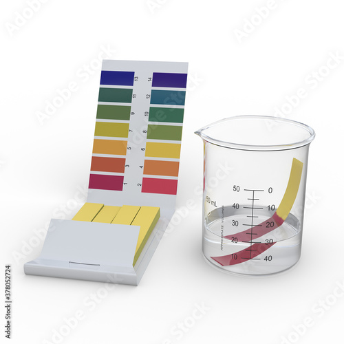 Photos A universal indicator paper dipped into an acid solution in a 50 ml beaker turns dark red