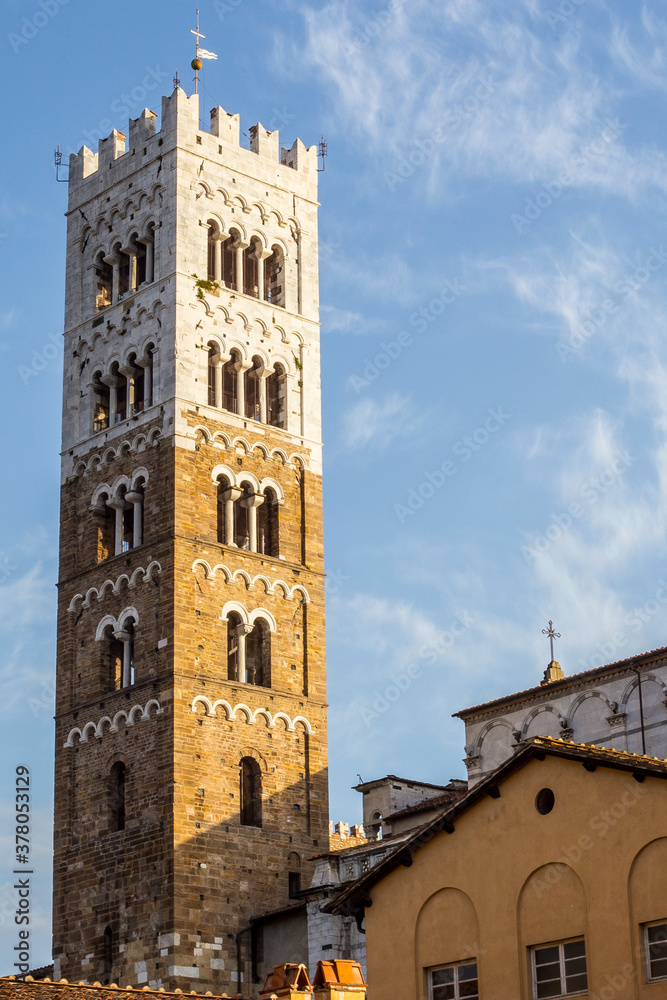 View of San Martino Cathedral Tower, Lucca, Italy