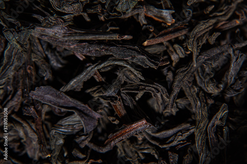 Closeup of dried tea leaves, pattern, texture, background