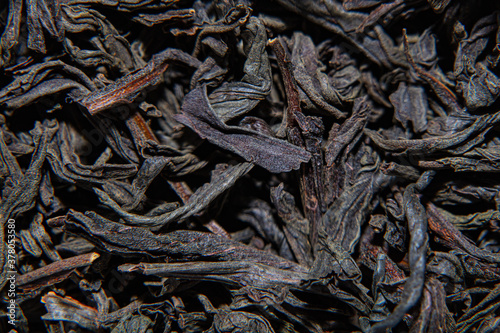 Closeup of dried tea leaves, pattern, texture, background