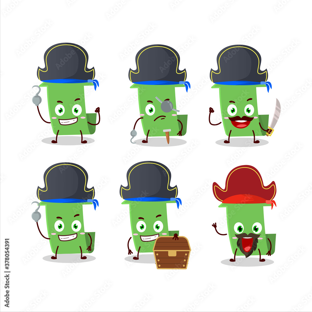 Cartoon character of arrow up with various pirates emoticons Cartoon character of arrow up with various pirates emoticons