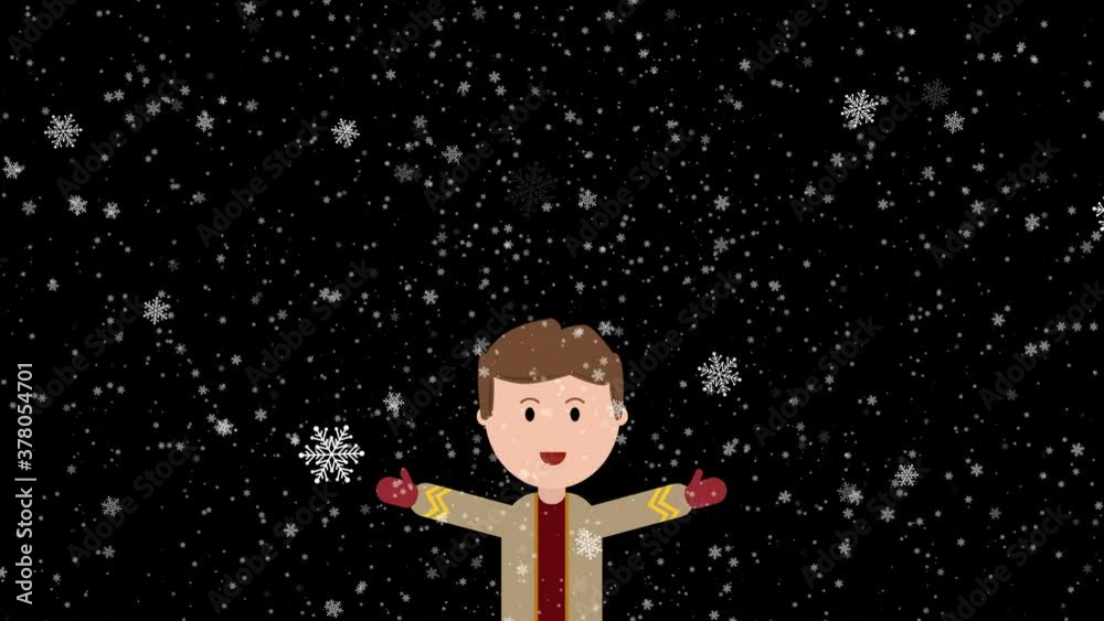 Cartoon animation excited kid on Christmas holidays in Alpha channel, transparent background. Cartoon animation excited kid on Christmas holidays in Alpha channel, transparent background.