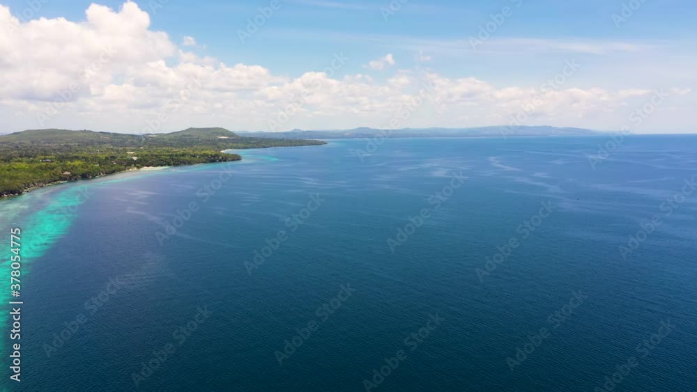 Aerial drone of coast, turquoise sea and sand beach. Panglao island, Bohol, Philippines. Aerial drone of coast, turquoise sea and sand beach. Panglao island, Bohol, Philippines.