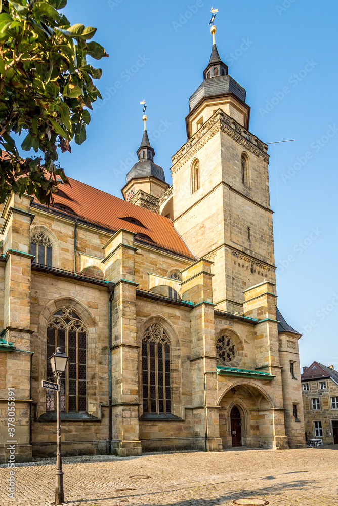 View at the Church of Holy Trinity in the streets of Bayreuth - Germany