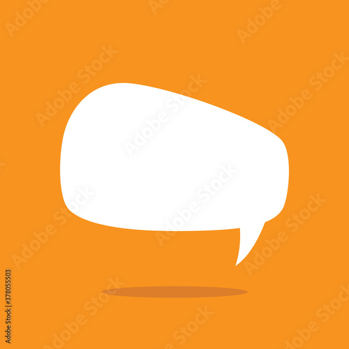 white chat speech bubble with shadow on red background.