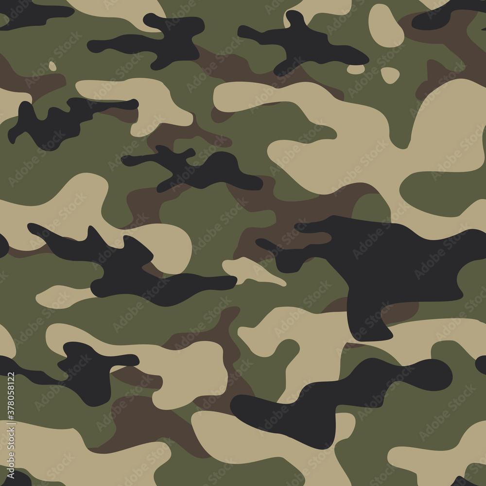 Camouflage seamless pattern. Green camo. Uniform print on fabric. Vector
Camouflage seamless pattern. Green camo. Uniform print on fabric. Vector