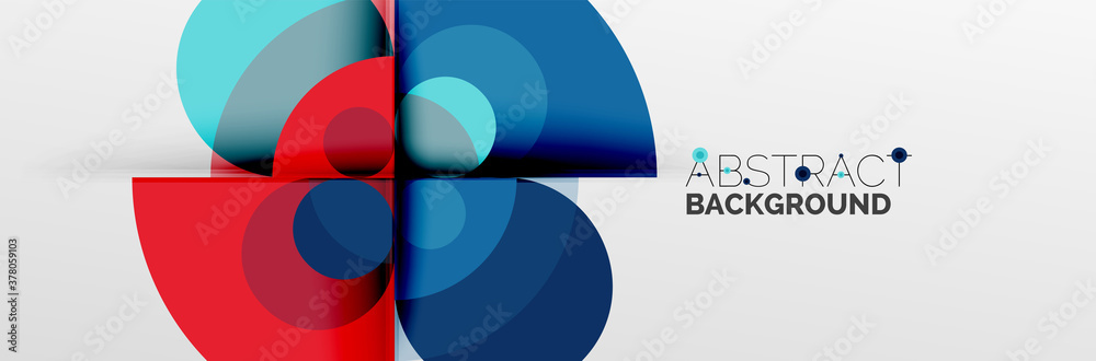 Bright color circles, abstract round shapes and triangles composition with shadow effects. Vector modern geometric design template Bright color circles, abstract round shapes and triangles composition with shadow effects. Vector modern geometric design template