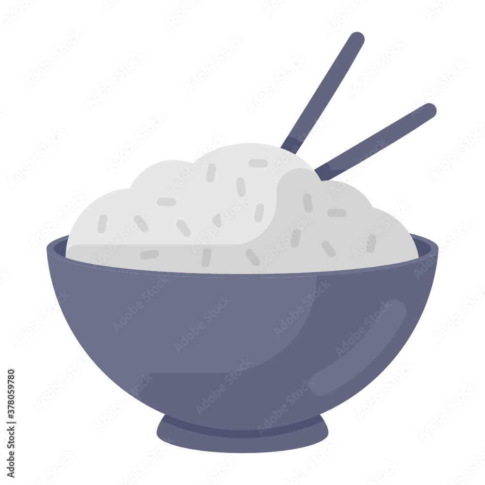 Rice bowl with spoon, icon design of boiled rice
Rice bowl with spoon, icon design of boiled rice