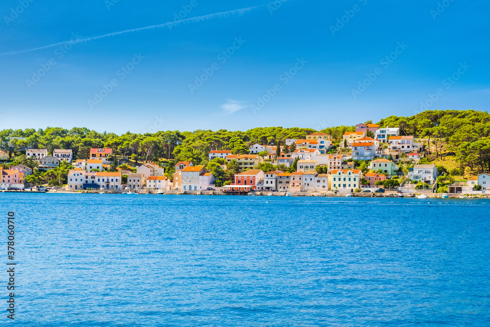 Town of Mali Losinj on the island of Losinj, Adriatic coast in Croatia, touristic destination, sunny summer day