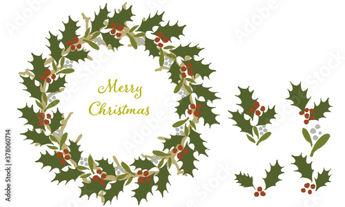 クリスマスリースのベクターイラスト Christmas wreath vector illustration