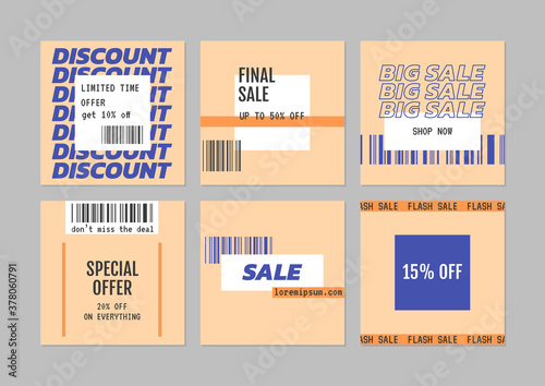Social Media templates. Collection of sale banners. Vector backgrounds