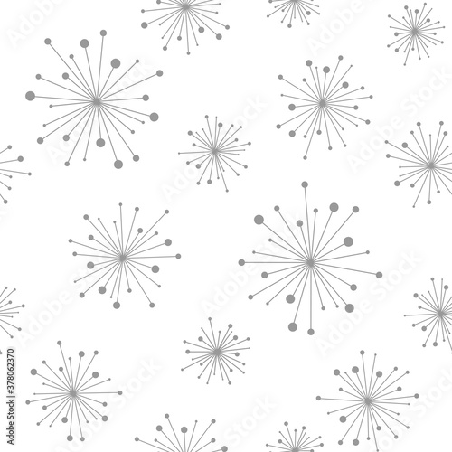 Floral Seamless pattern texture with grey abstract dandelion flowers.