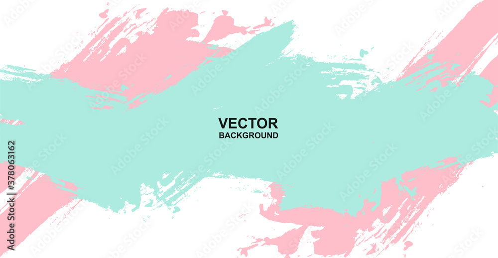 Obraz premium Abstract. Brush paint acrylic stroke color pink-green background. Vector.