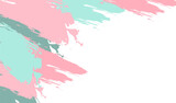 Abstract. Brush paint acrylic stroke color pink-green background. Vector.