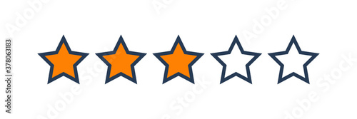 Three stars customer product rating review flat icon