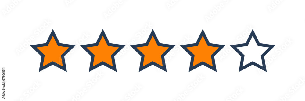 Four stars customer product rating review flat icon Four stars customer product rating review flat icon