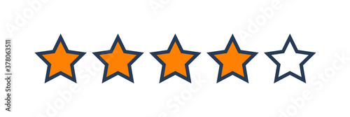 Four stars customer product rating review flat icon
