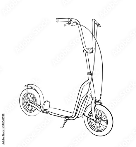 A sketch of a modern electric scooter.