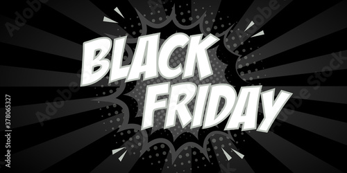 Black Friday toon background or web banner for sales. Useful for markets, retails and shopping. Cartoon vector effect.
