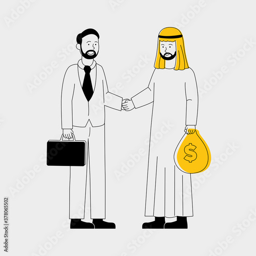 Flat Illustration Two Businessman In Transaction Deals