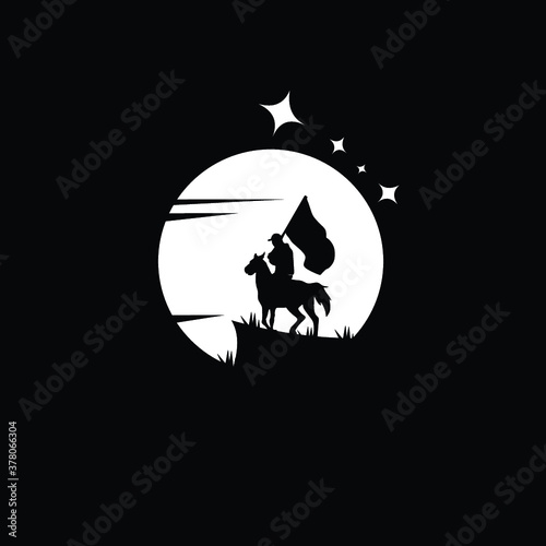 Silhouette of boys riding horses Vector
