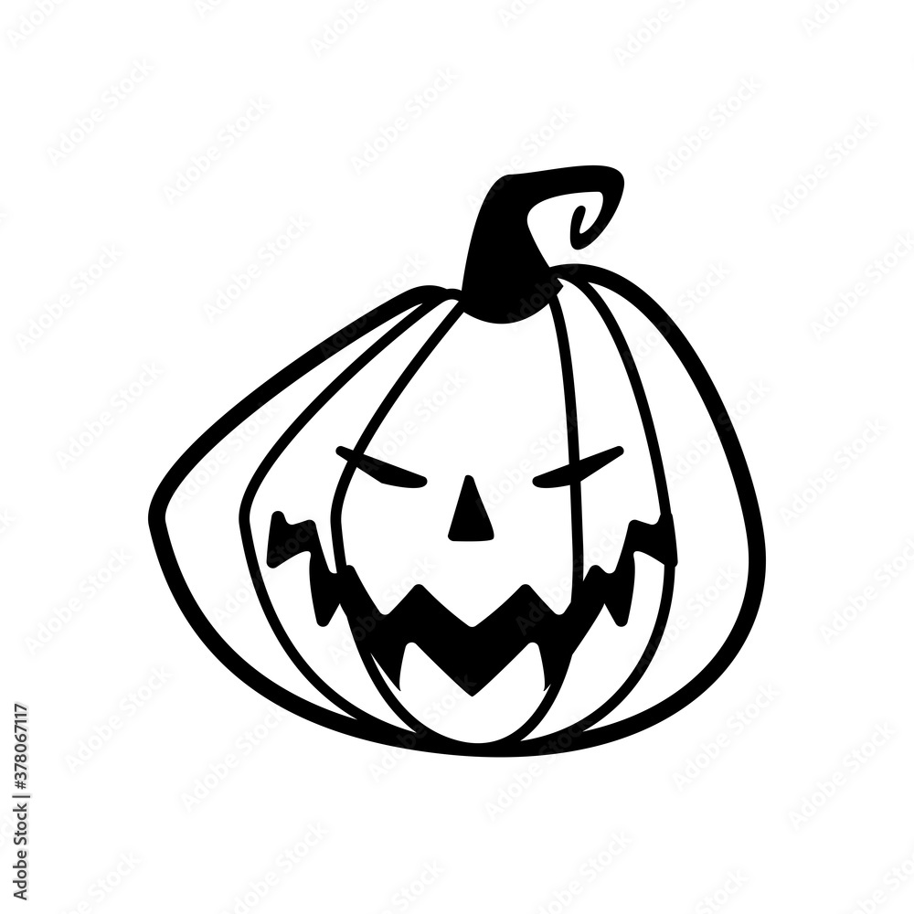 halloween pumpkin with face line style icon halloween pumpkin with face line style icon