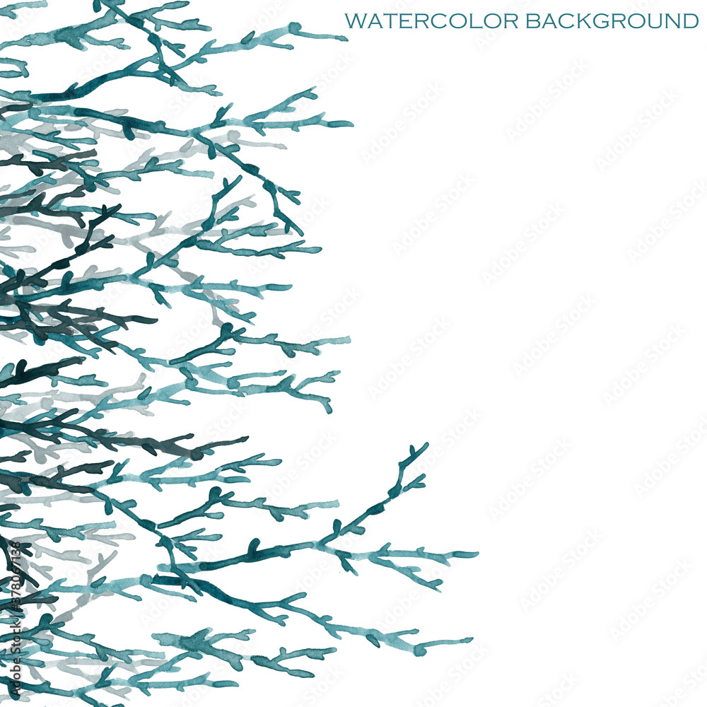 Obraz premium sea coral watercolor illustration. underwater background for design