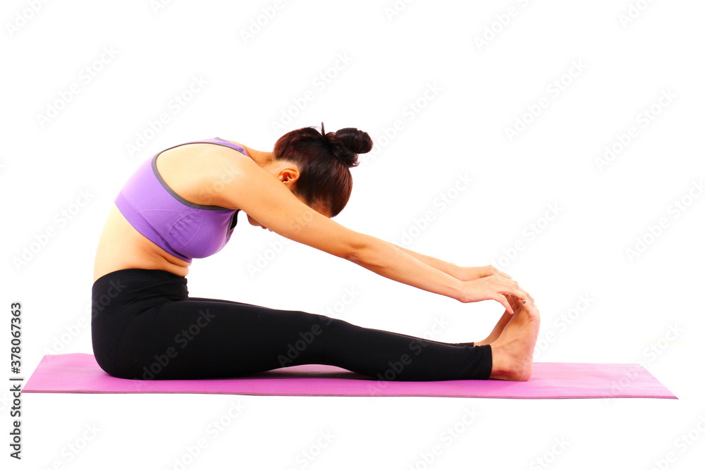 Asian woman doing yoga practise isolate on white background Asian woman doing yoga practise isolate on white background
