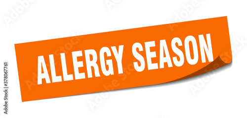 allergy season sticker. square isolated label sign. peeler