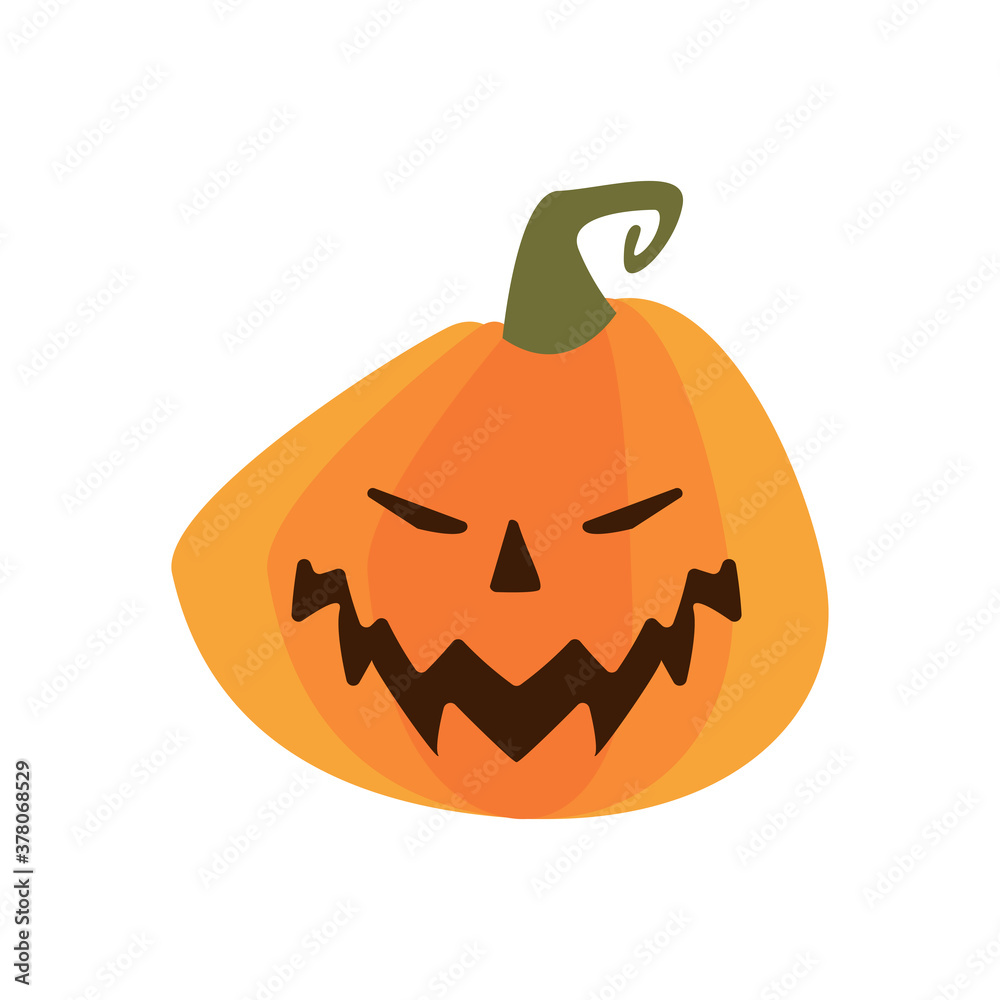 halloween pumpkin with face flat style icon