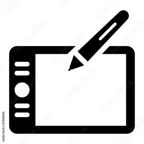 
Graphic tablet icon in vector design, pen tablet 
