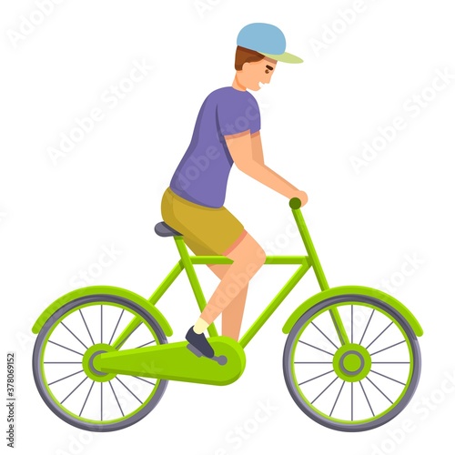 Kid ride bike icon. Cartoon of kid ride bike vector icon for web design isolated on white background