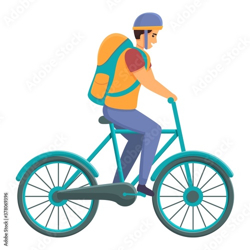 Fast food bike delivery icon. Cartoon of fast food bike delivery vector icon for web design isolated on white background