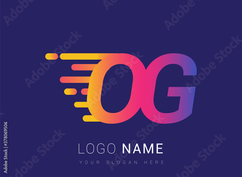 Initial Letter OG speed Logo Design template, logotype company name colored yellow, magenta and blue.for business and company identity.