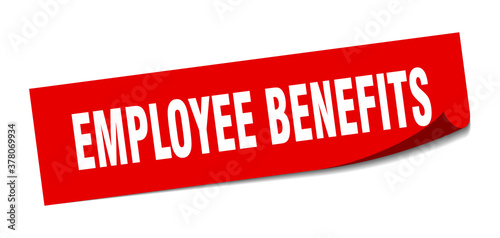 employee benefits sticker. square isolated label sign. peeler