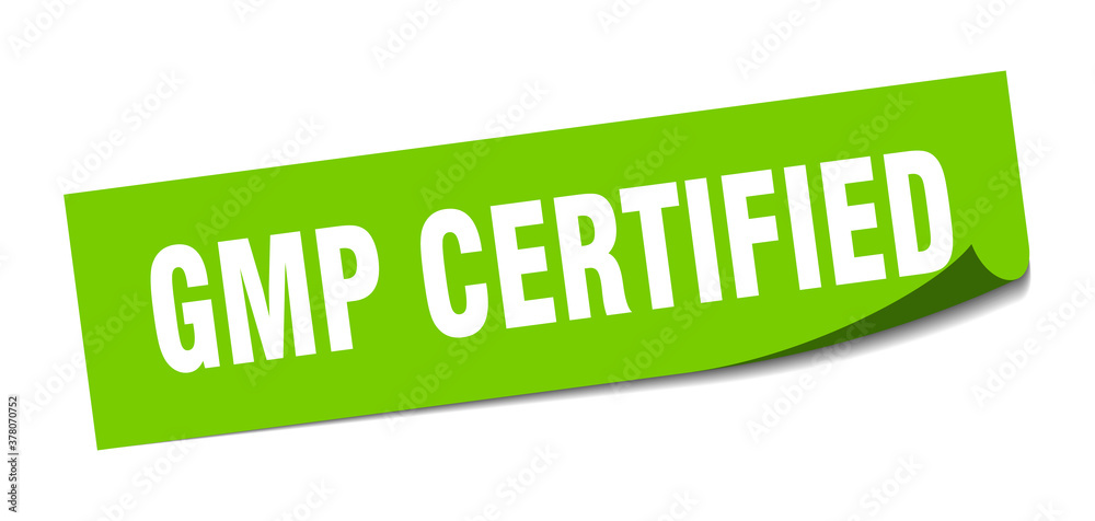gmp certified sticker. square isolated label sign. peeler gmp certified sticker. square isolated label sign. peeler