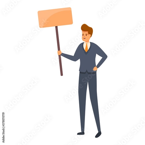 Agitation banner businessman icon. Cartoon of agitation banner businessman vector icon for web design isolated on white background