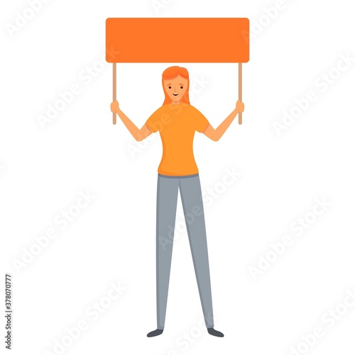 Agitation woman banner icon. Cartoon of agitation woman banner vector icon for web design isolated on white background