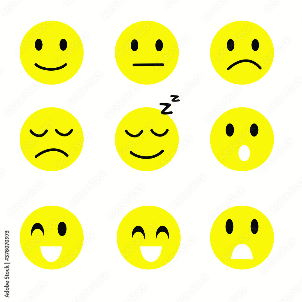 Emoji icons set. Emoticon for messenger, social media, web. Flat design. Vector illustration 10 Emoji icons set. Emoticon for messenger, social media, web. Flat design. Vector illustration 10