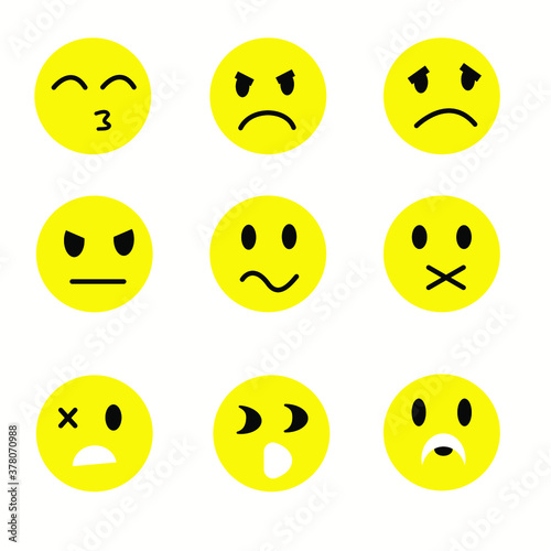 Emoji icons set. Emoticon for messenger, social media, web. Flat design. Vector illustration 10