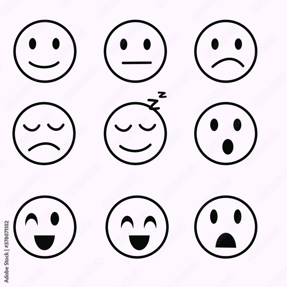 Set of smile icons. emoji. emoticons.Emoji icons set. Emoticon for  messenger, social media, web. Flat design. Vector illustration Stock Vector  | Adobe Stock