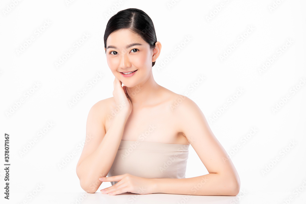 Beautiful young asian woman with clean fresh skin on white background, Face care, Facial treatment, Cosmetology, beauty and spa, Asian women portrait Beautiful young asian woman with clean fresh skin on white background, Face care, Facial treatment, Cosmetology, beauty and spa, Asian women portrait