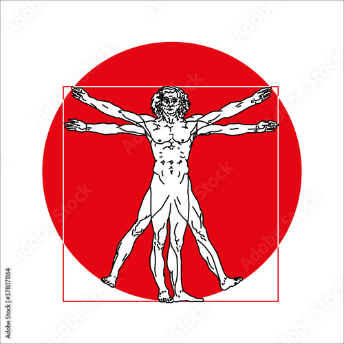 Stylized sketch of the Vitruvian man or Leonardo's man. Homo vitruviano vector illustration based on Leonardo da Vinci artwork2