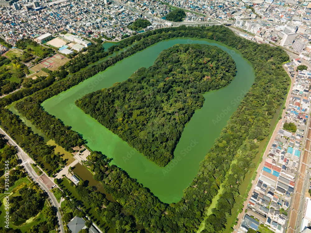 Naklejka premium Mozu-Furuichi Kofun Group(48MP High Resolution Aerial View).