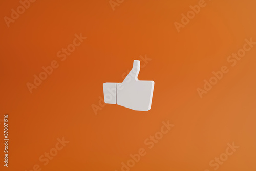 3d render, like kudo icons in orange color strava,