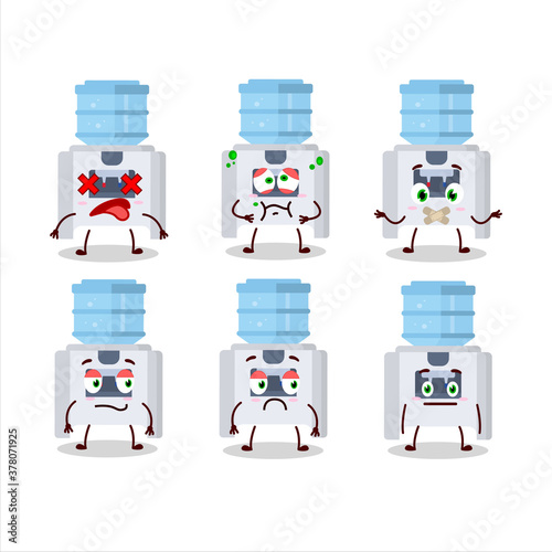 Water cooler cartoon character with nope expression