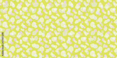 Pastel transparent flower petal dot seamless pattern. Hand drawn mosaic pink floral petal and leaf on yellow background. Great for fashion fabric, textile, wrapping paper, scrapbooking. Surface